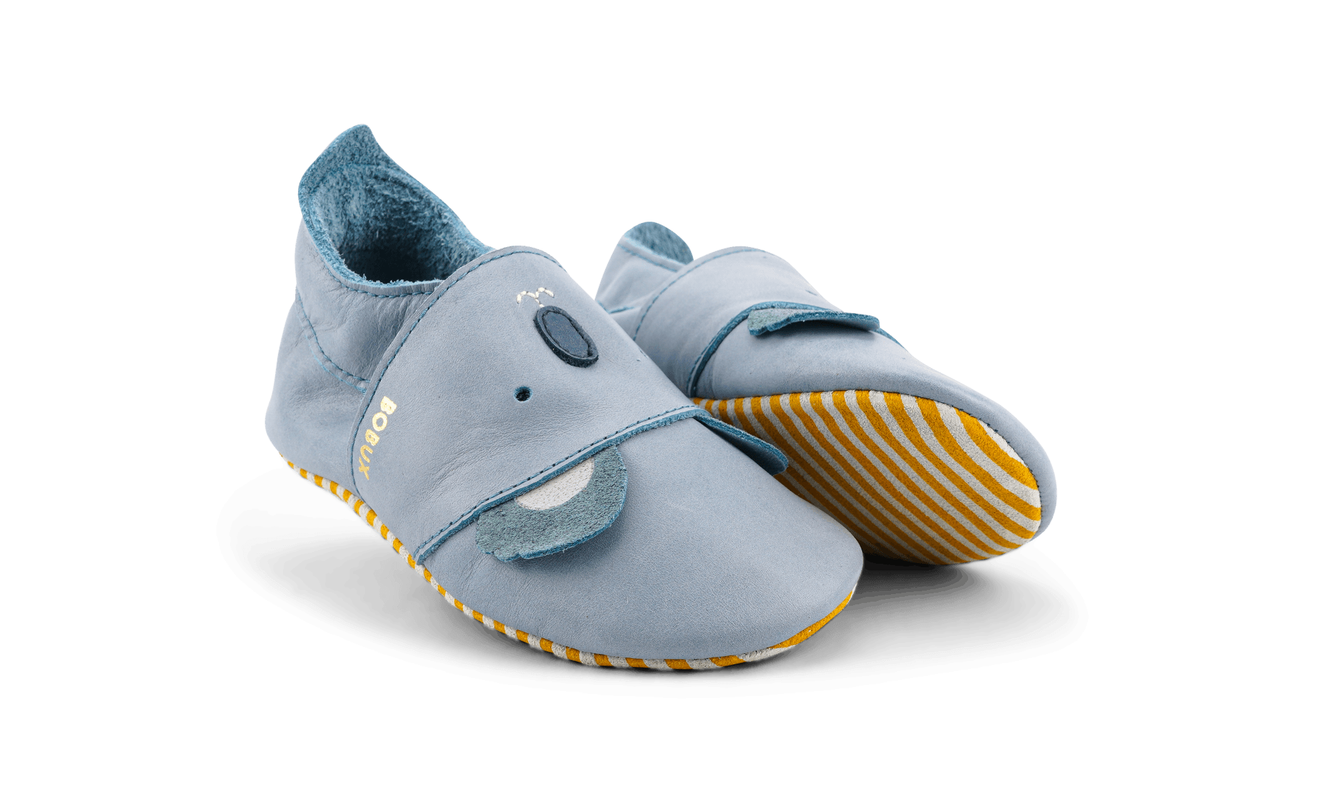 Dettaglio suola in pelle scamosciata antiscivolo Bobux Soft Sole Koko Slate