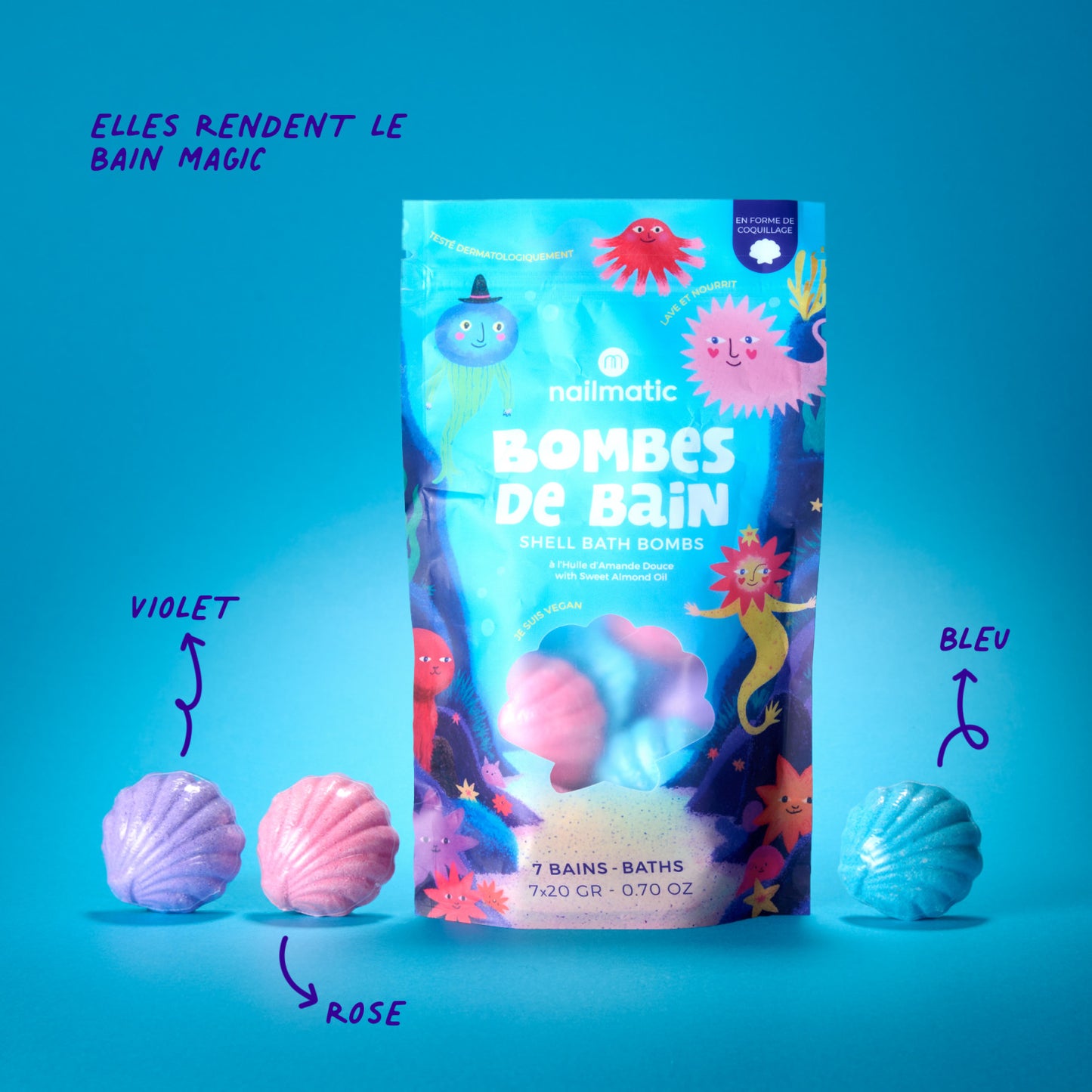 Nailmatic Kids Bombe da Bagno Conchiglia Colorate - Set 7 Bath Bombs IN ARRIVO