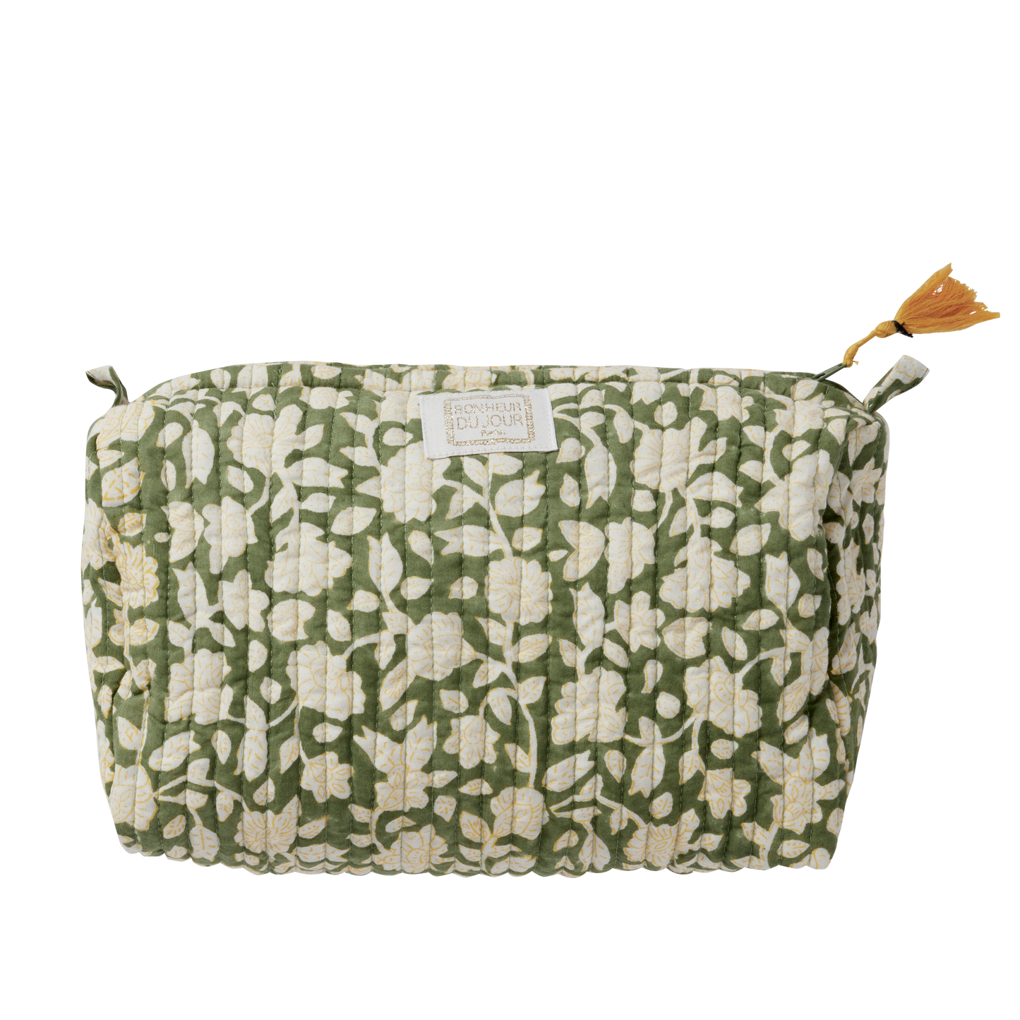 Beauty case Bonheur du Jour Jaya Green in cotone trapuntato floreale