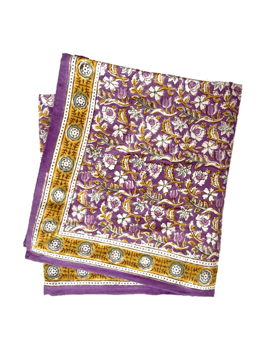 Foulard Bonheur du Jour Indian Absynthe Purple in cotone con stampa floreale