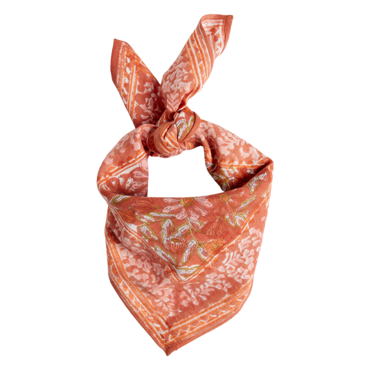 Foulard bambino Bonheur du Jour Meera Terracotta in cotone con stampa floreale indiana