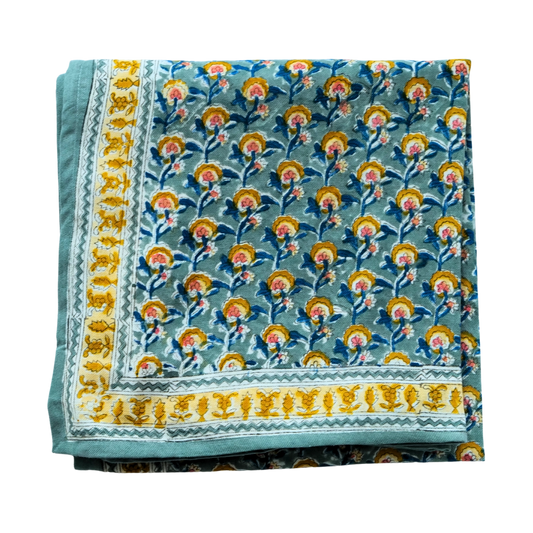 Foulard Bonheur du Jour Indian Victorian Blue Green in cotone con stampa floreale