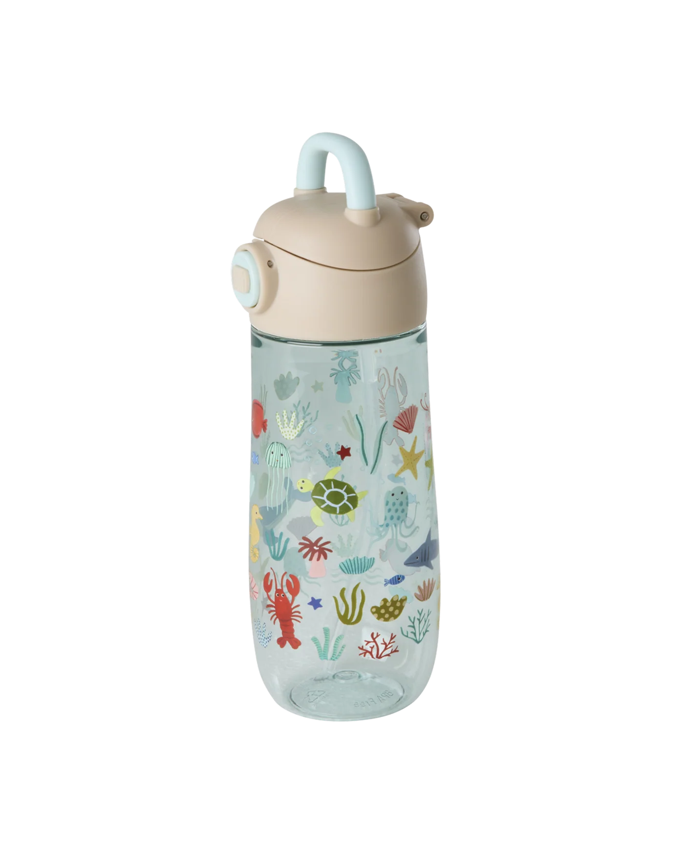 Borraccia Rice in Tritan con stampa Blue Ocean da 550 ml, su sfondo bianco