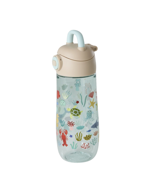Borraccia Rice in Tritan con stampa Blue Ocean da 550 ml, su sfondo bianco