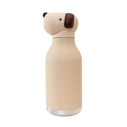 Borraccia termica Asobu Bestie Brown Dog 475 ml in acciaio inox con tappo a forma di cagnolino