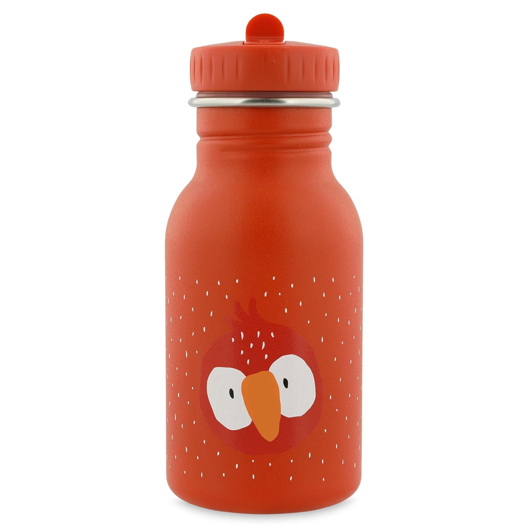 Vista frontale della borraccia Trixie Mr. Pappagallo da 350ml per bambini