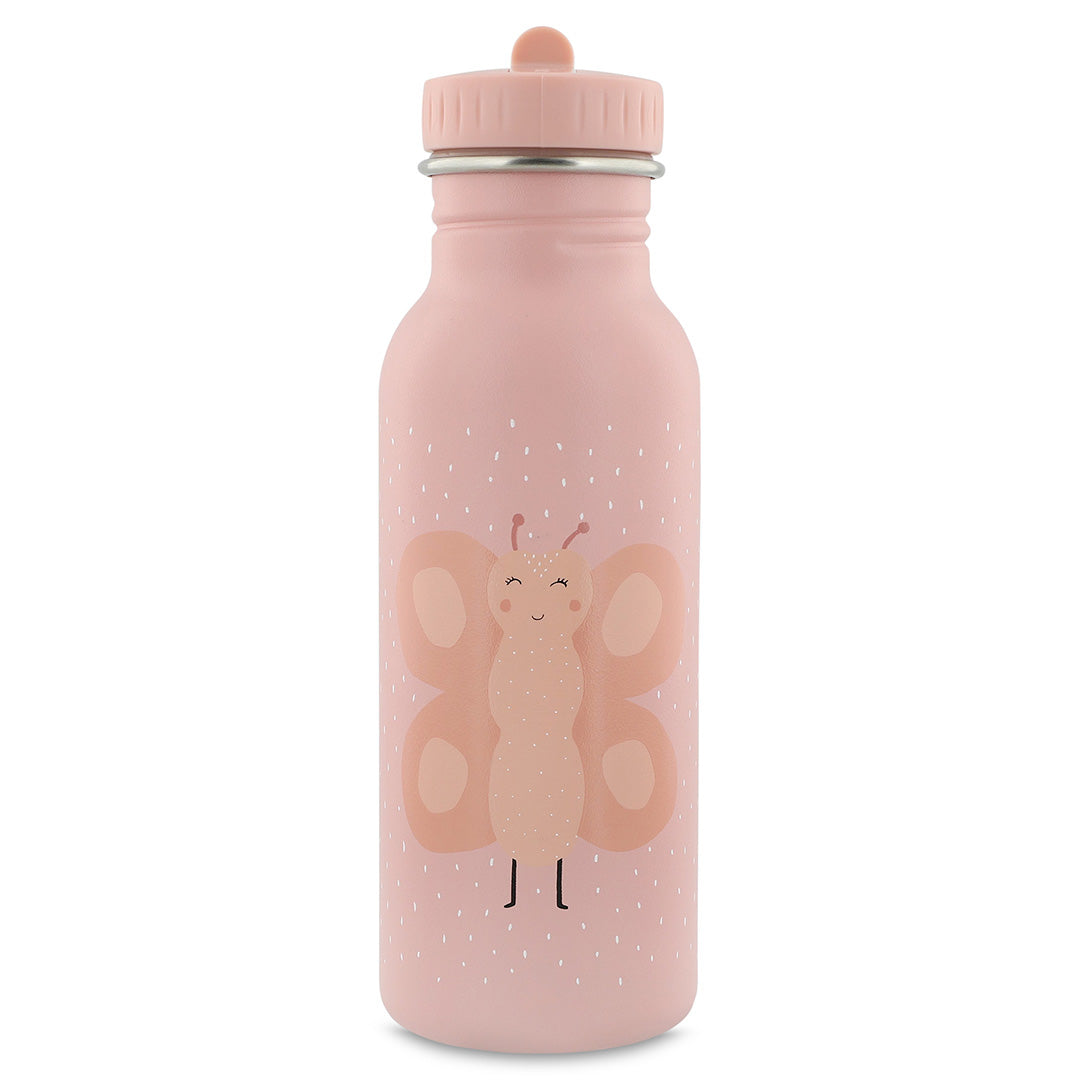 Vista frontale della borraccia Trixie Mrs. Farfalla da 500 ml in acciaio inox con tappo a maniglia