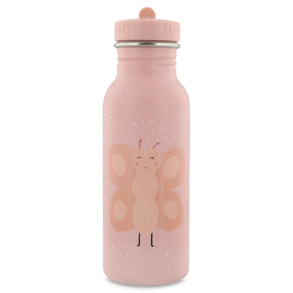 Vista frontale della borraccia Trixie Mrs. Farfalla da 500 ml in acciaio inox con tappo a maniglia