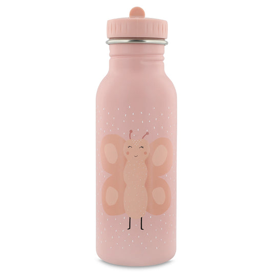 Vista frontale della borraccia Trixie Mrs. Farfalla da 500 ml in acciaio inox con tappo a maniglia