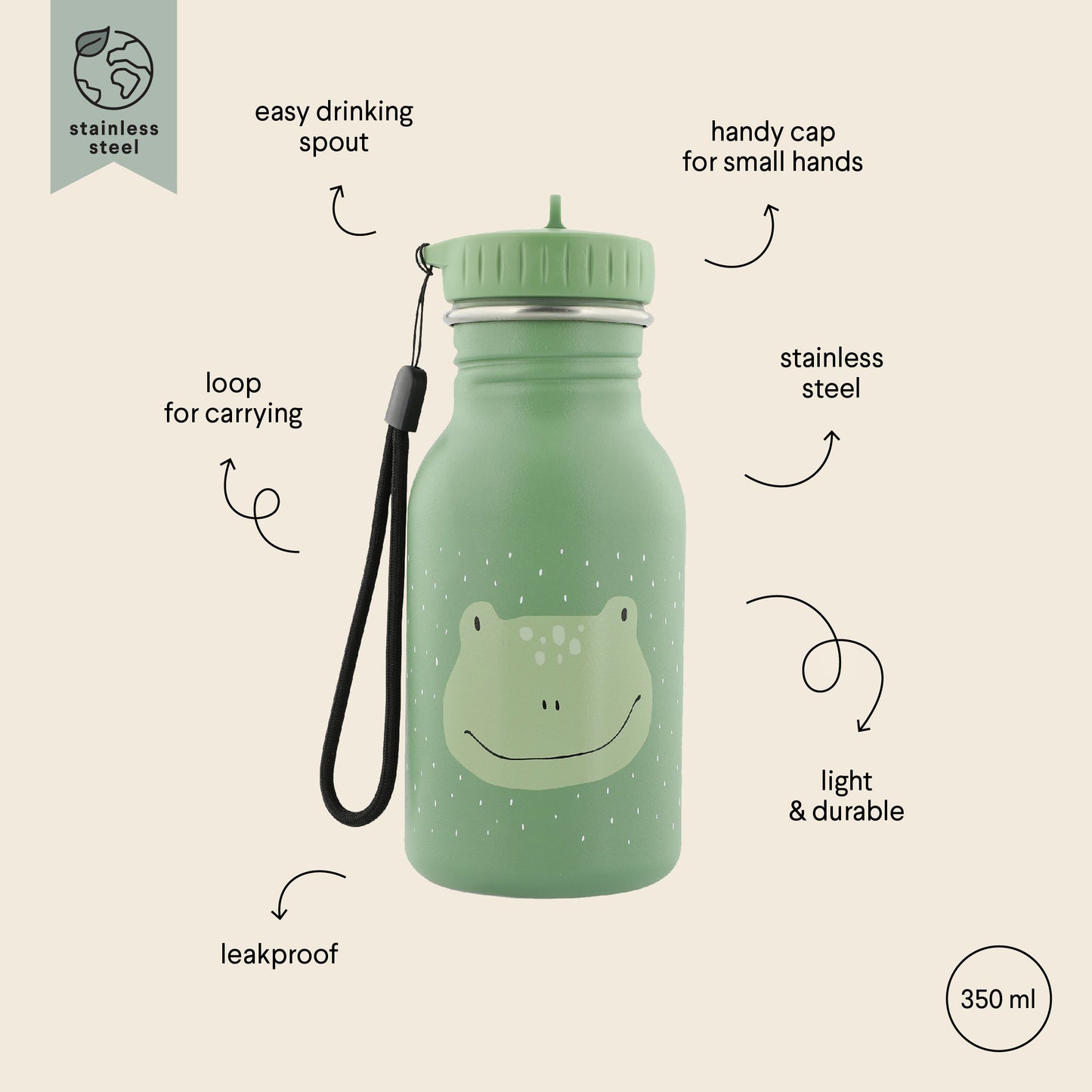 Borraccia in acciaio Trixie Mr. Ranocchia 350ml - Apple Pie