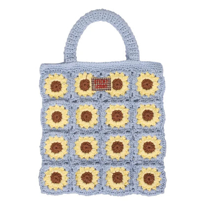 Borsa crochet a fiori Sticky Lemon azzurra per bambine