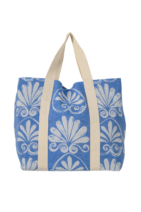 Borsa Shopper Akrokeramo Blu comoda e capiente, dai disegni d'ispirazione neoclassica