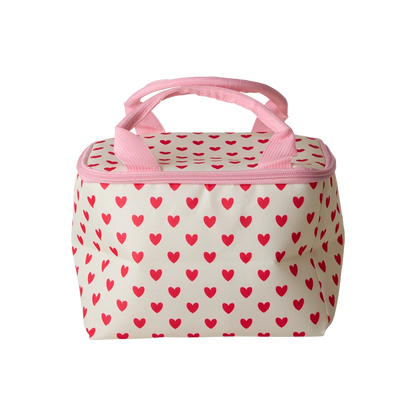 Borsa termica RICE con cuori rossi utilizzata per picnic