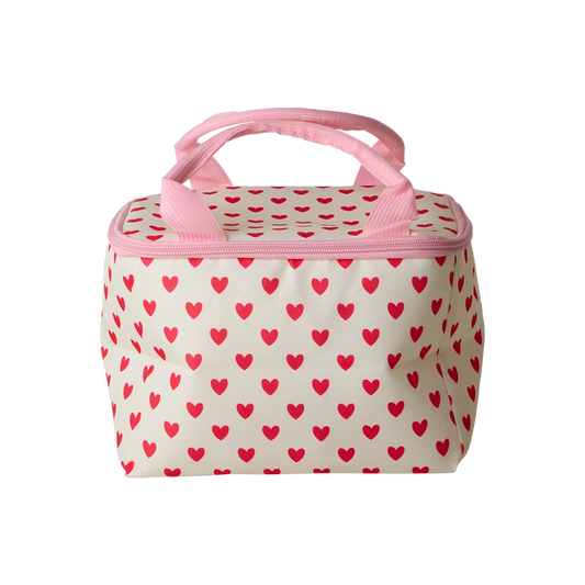 Borsa termica RICE con cuori rossi utilizzata per picnic
