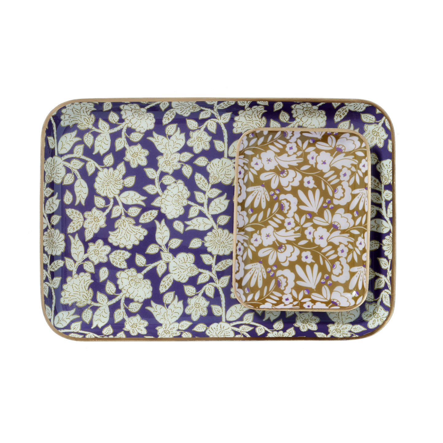 Bonheur du Jour – Vassoio Bohemian Chic Jaya Violine con fiori smaltati – 30,5×21,2 cm