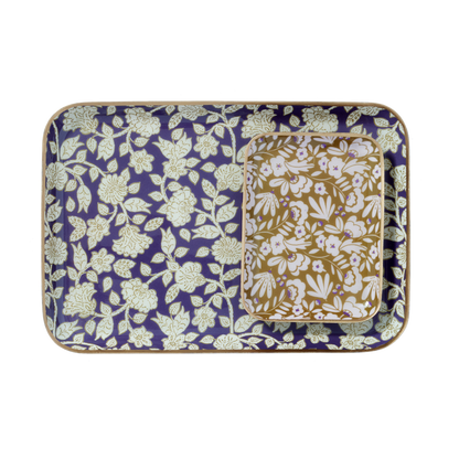 Bonheur du Jour – Vassoio Bohemian Chic Jaya Violine con fiori smaltati – 30,5×21,2 cm