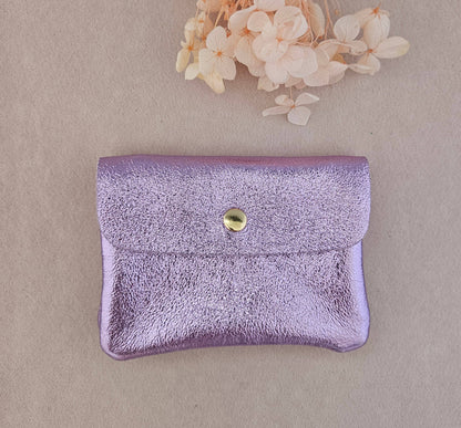 Metallic leather Kangoo wallet: Nude