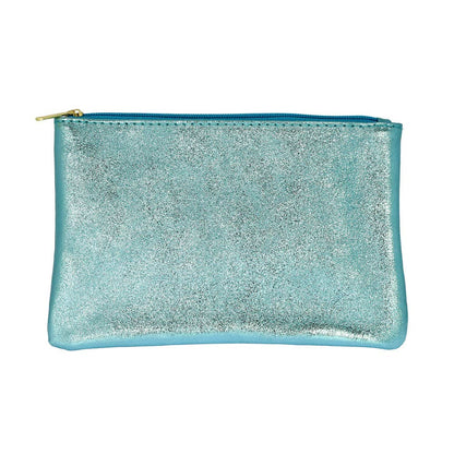 Les Cleias Pochette in Pelle Iridescente con Zip – Argento