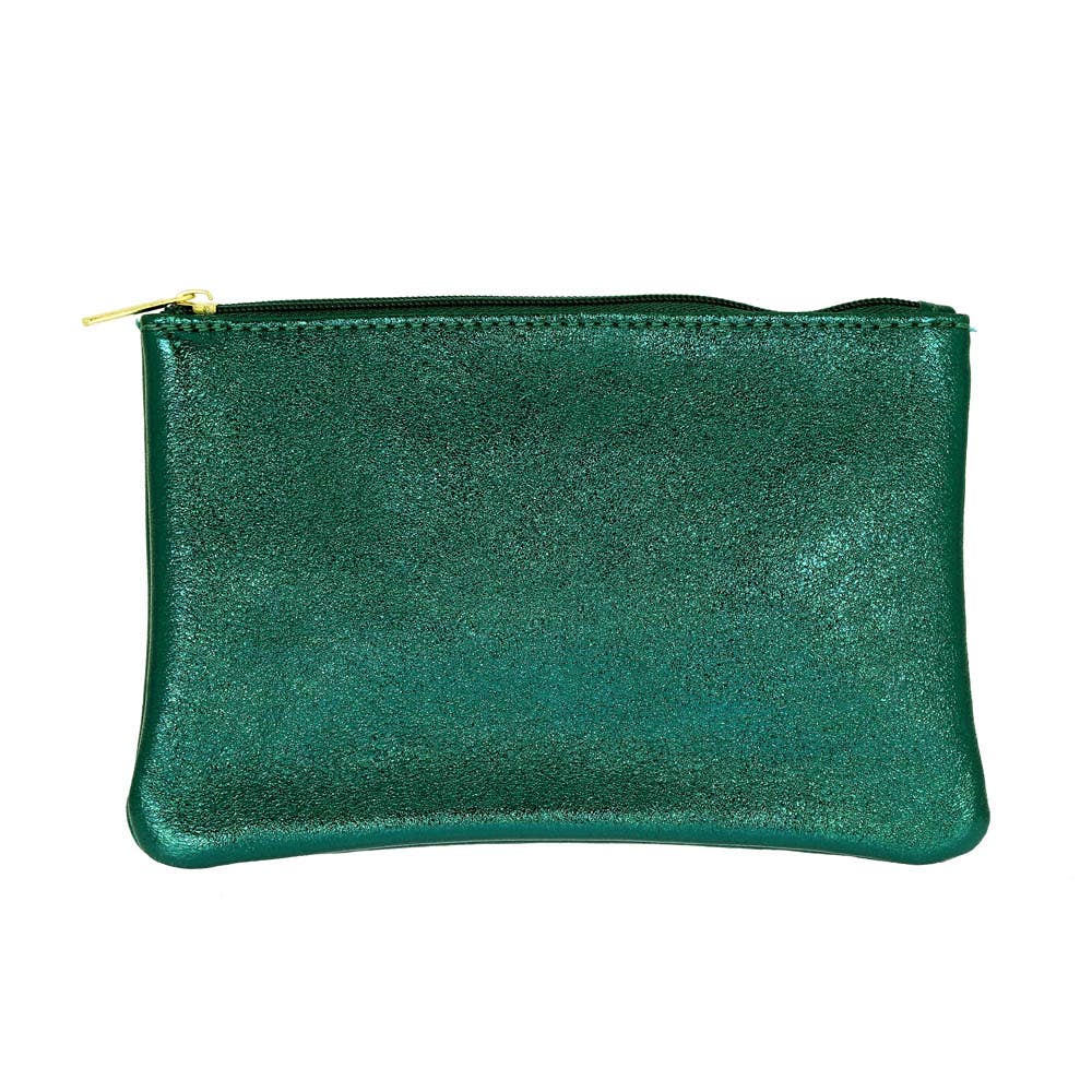 Les Cleias Pochette in Pelle Iridescente con Zip – Argento