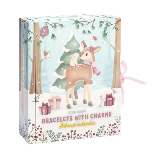 Calendario dell’avvento con braccialetti, charm e adesivi natalizi per bambine
