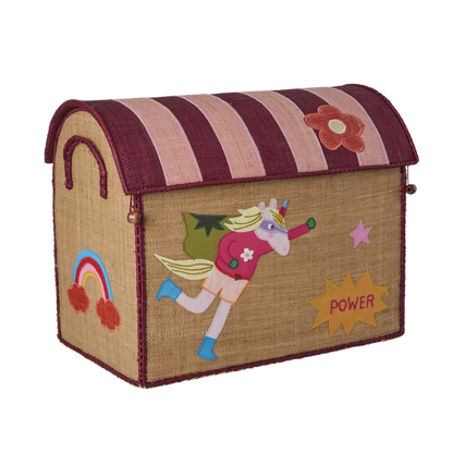 Casa contenitore in raffia media rosa Rice Denmark cameretta bambini