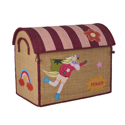 Casa contenitore in raffia media rosa Rice Denmark cameretta bambini