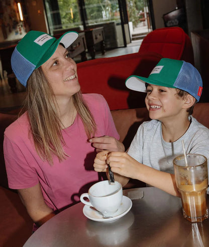 Cappellino Trucker Bambino Hello Hossy Mini Lawn – Verde | Taglie 2-5, 6+ e Papà