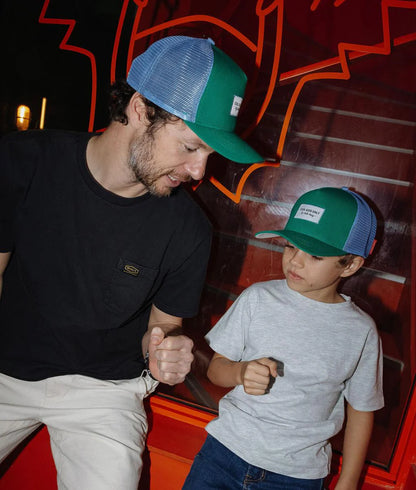 Cappellino Trucker Bambino Hello Hossy Mini Lawn – Verde | Taglie 2-5, 6+ e Papà