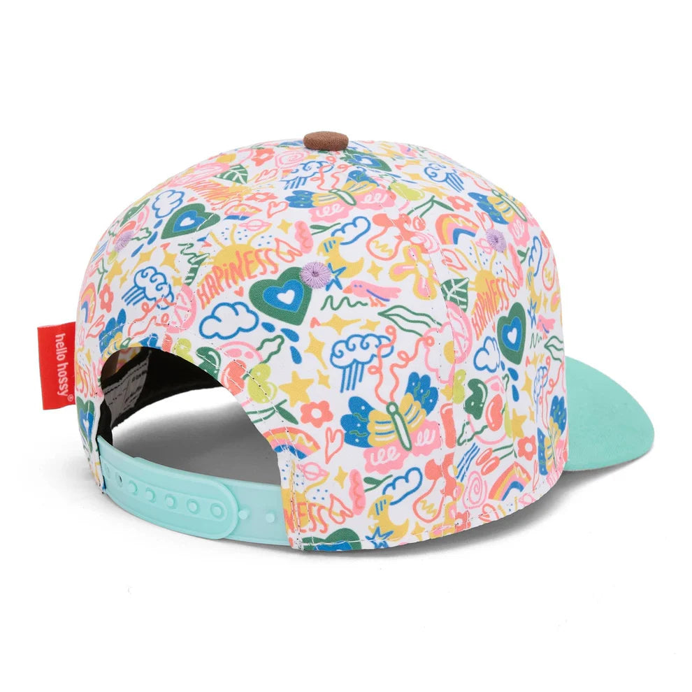 Cappellino Hello Hossy Happiness Cap (2–5 Anni) – Visiera Curva, Eco-Friendly, Floreale