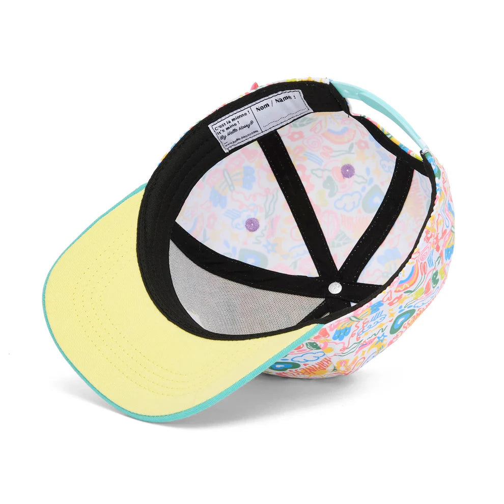 Cappellino Hello Hossy Happiness Cap (2–5 Anni) – Visiera Curva, Eco-Friendly, Floreale