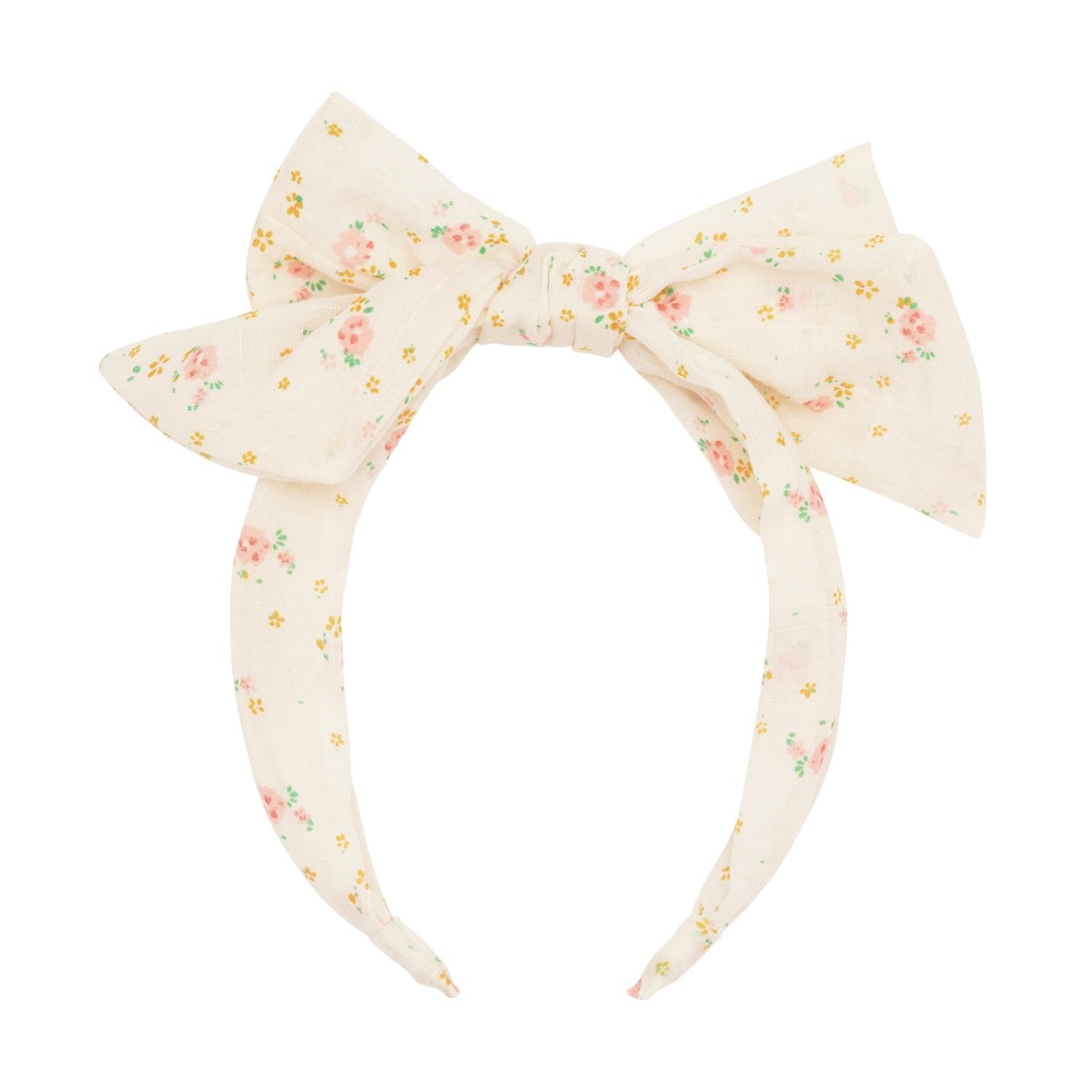 Cerchietto a fascia Rockahula con fiori rosa e fiocco centrale