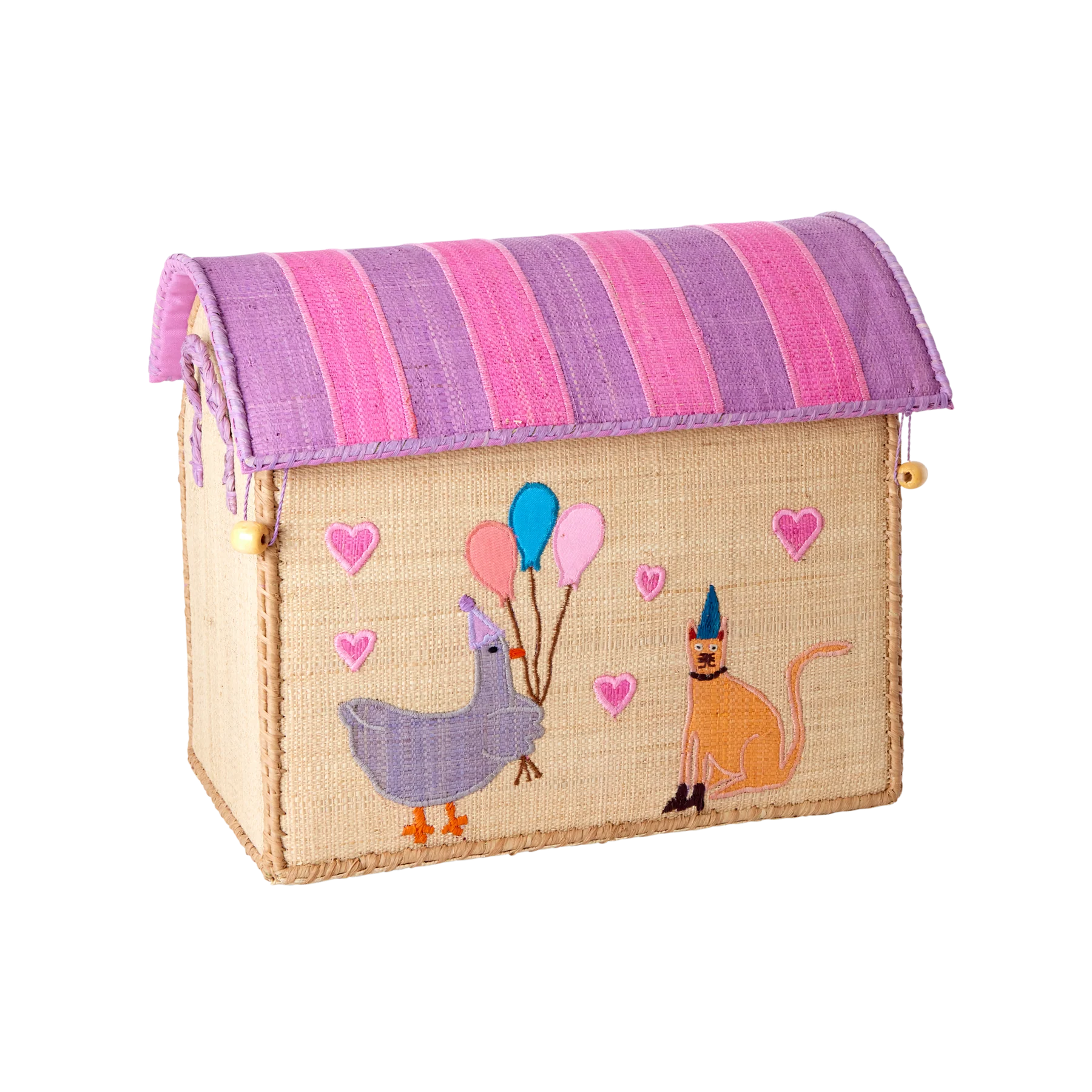 cesto porta giochi piccolo in rafia Rice Denmark con animali colorati