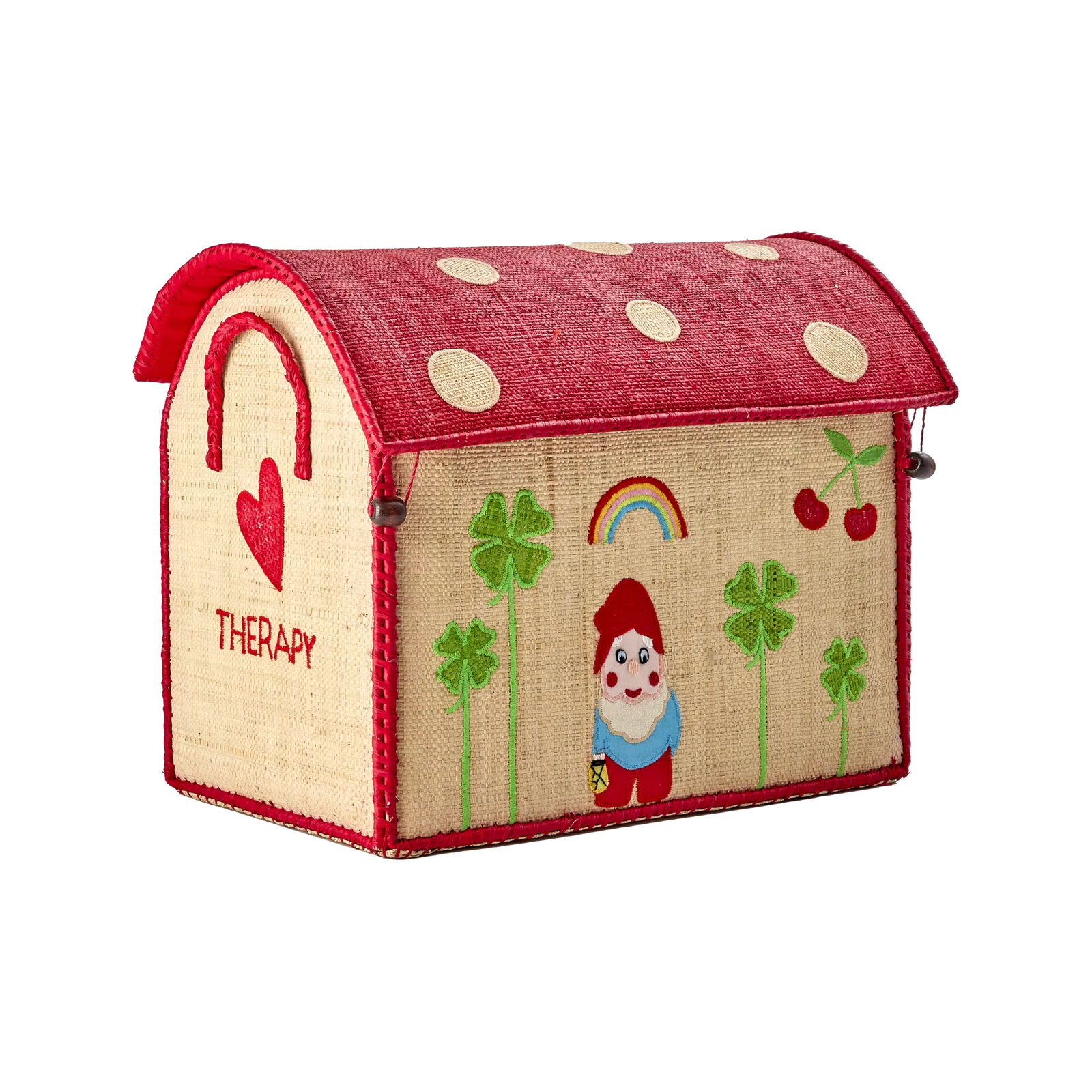 Cesto in rafia a forma di casetta Rice Denmark per bambini, contenitore giochi colorato fatto a mano