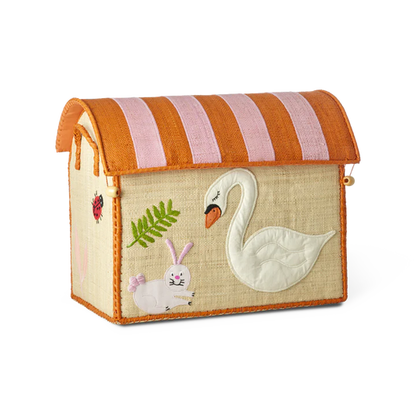 cesto in rafia piccolo Rice Denmark con coniglio e cigno a tema Wildlife
