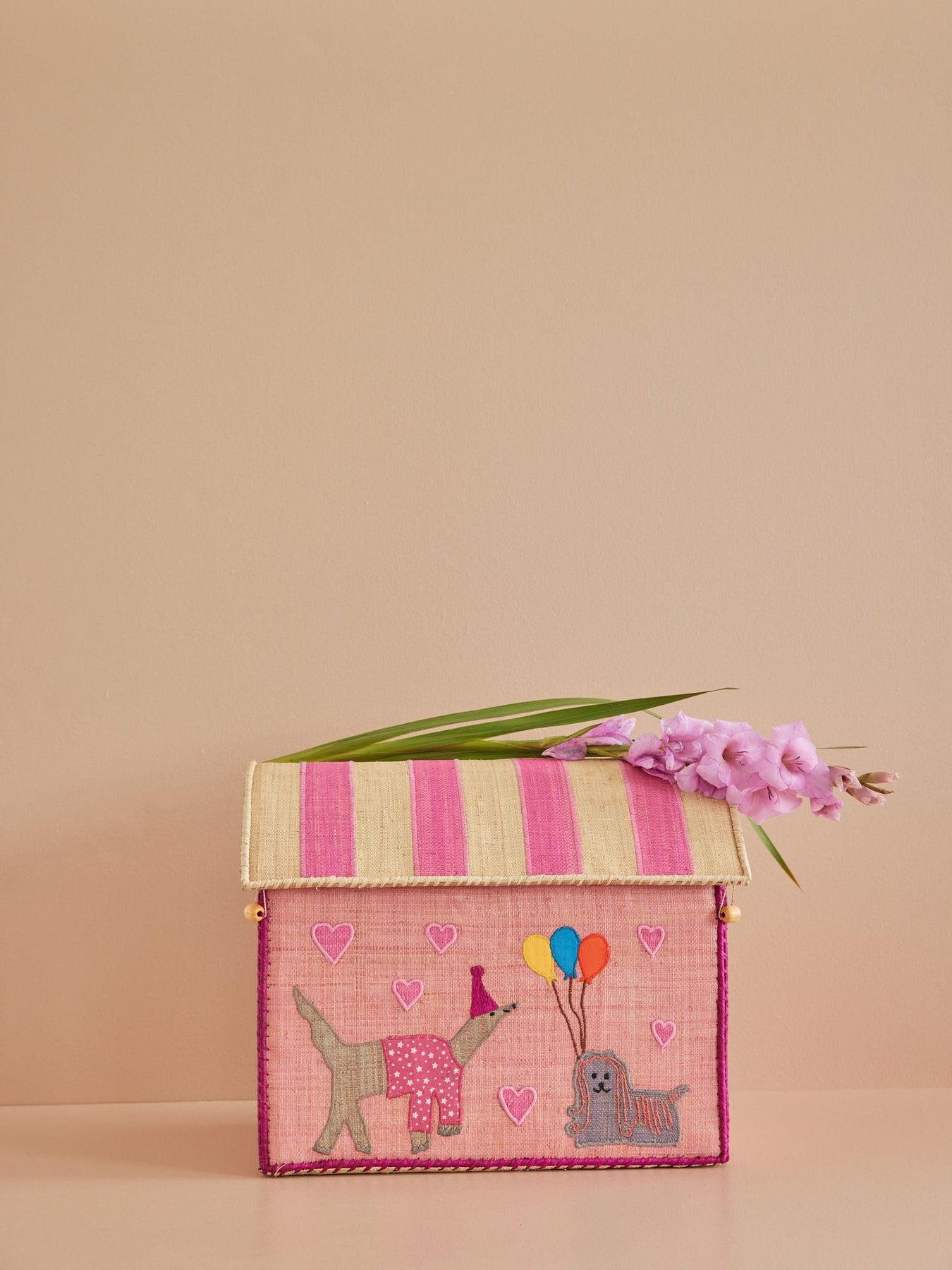 Cesto Giochi in Rafia Animali Medio Rice - Pink Party Animal - Apple Pie