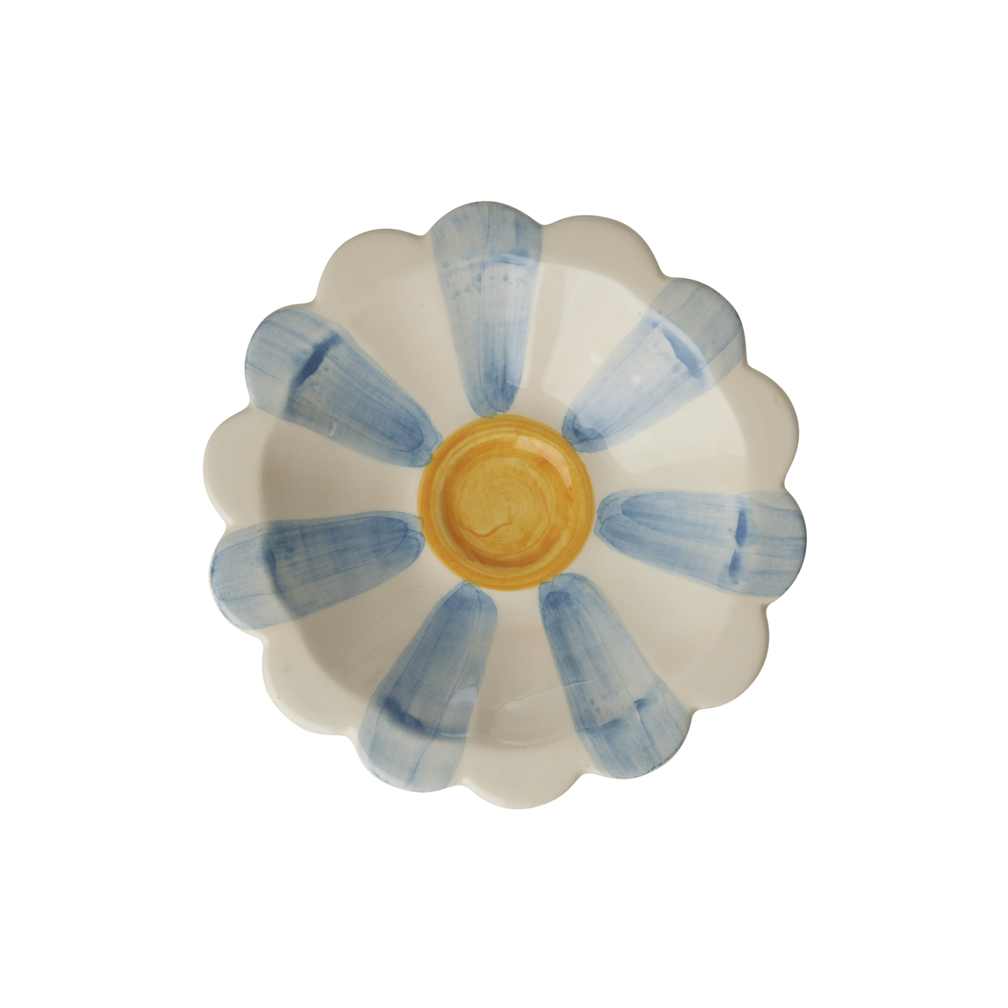 Ciotolina in ceramica RICE Denmark dipinta a mano con eleganti righe azzurre, ideale per salse, aperitivi, snack o come porta anelli.