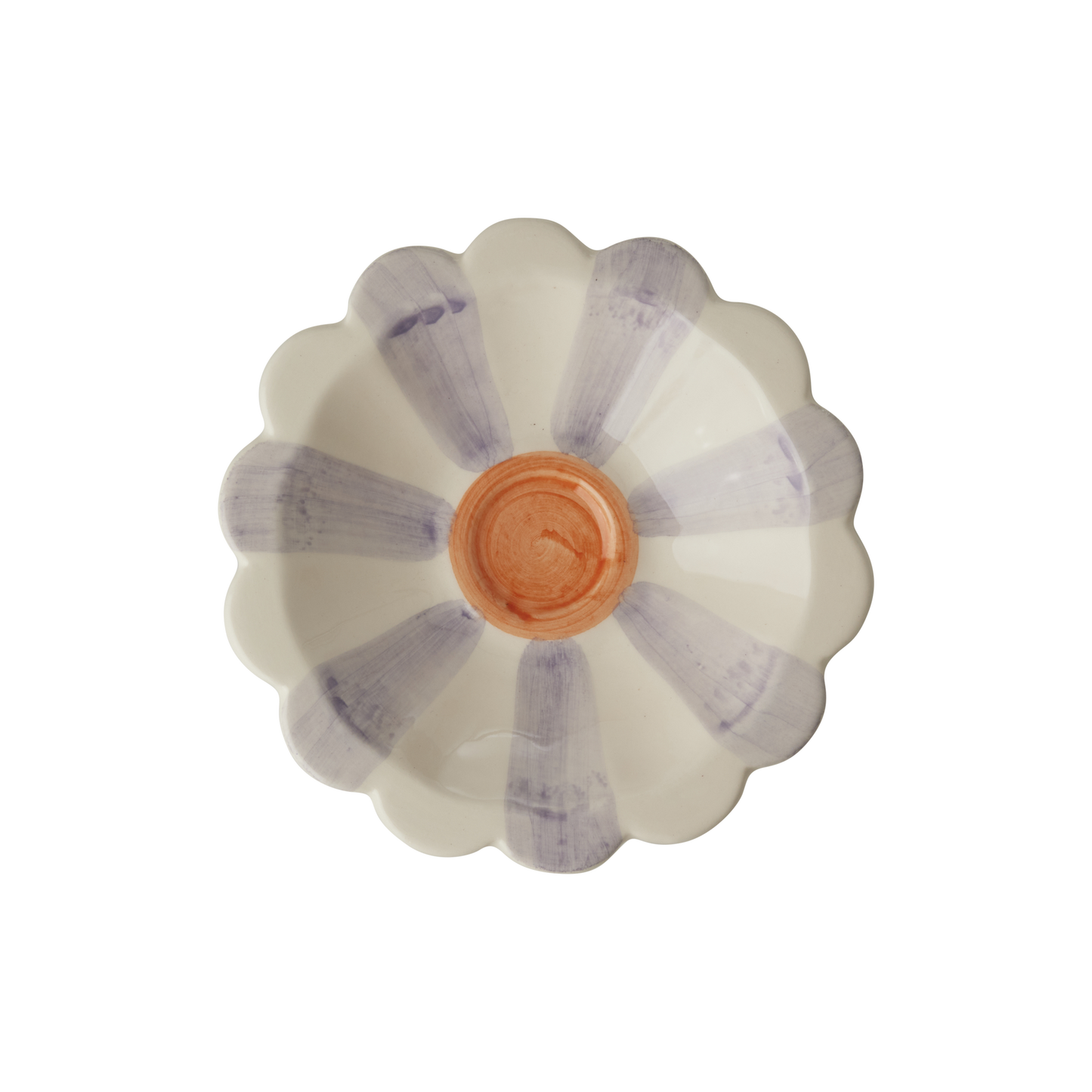 Ciotolina in ceramica RICE Denmark dipinta a mano con eleganti righe lilla, ideale per salse, aperitivi, snack o come porta anelli.