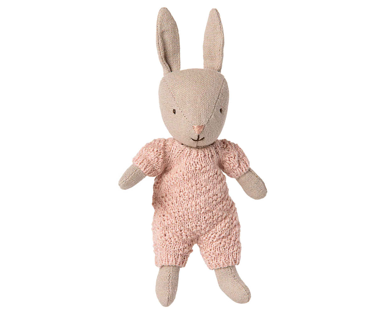 Coniglietta Maileg micro color sabbia con completo rosa antico