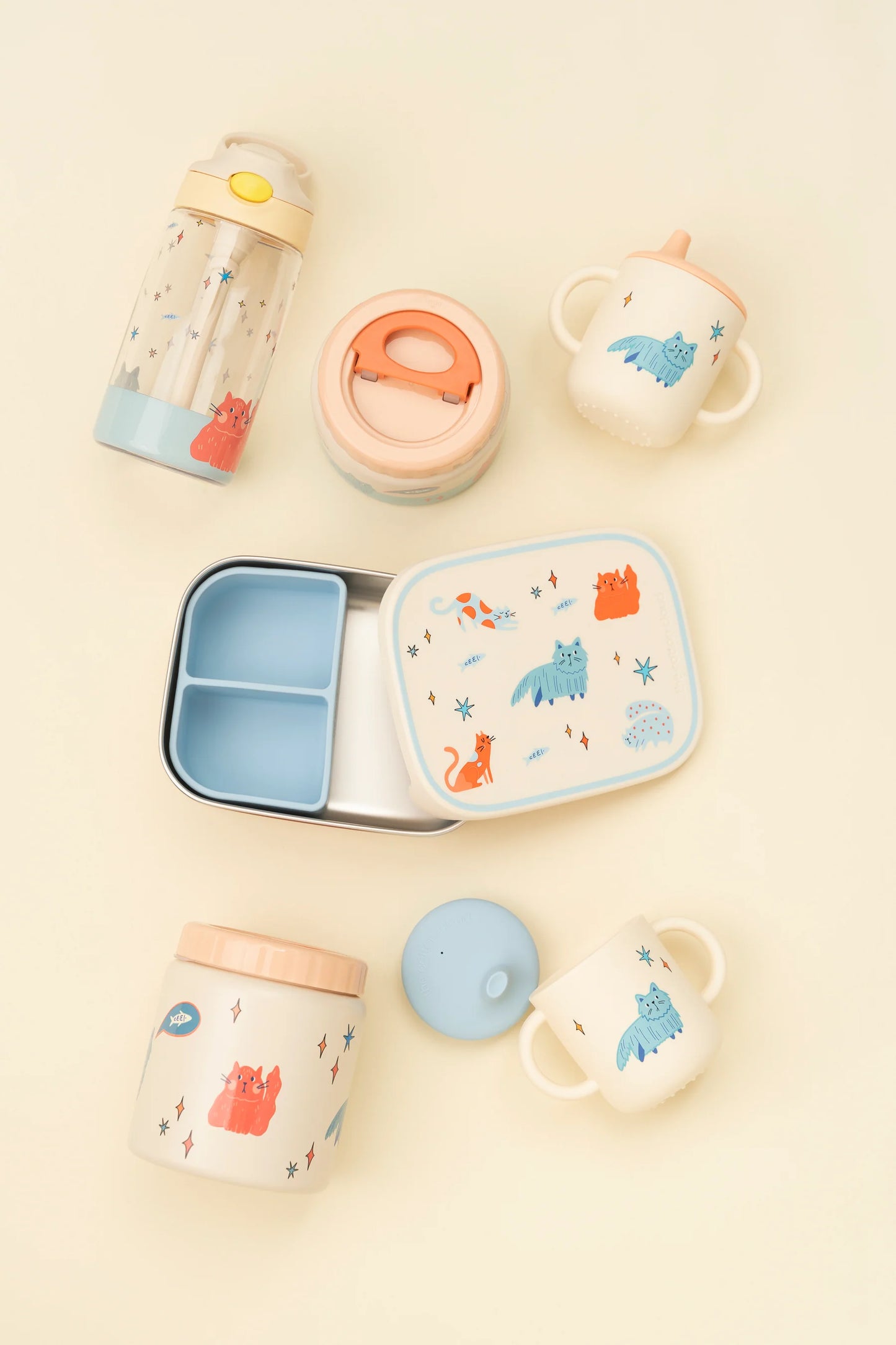 The Cotton Cloud – Lunchbox Acciaio Inox con Scomparti Removibili Meowtiful Cats