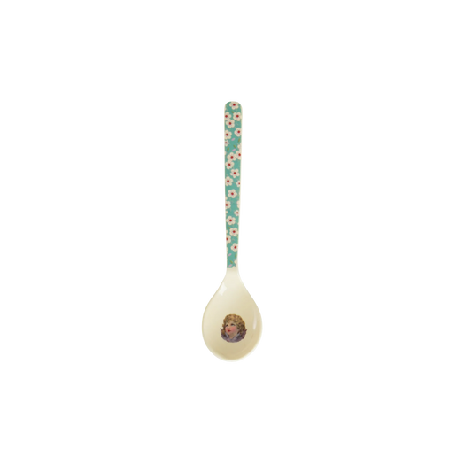 Cucchiaino in melamina RICE con stampa Angelo su sfondo bianco, 14,5 cm