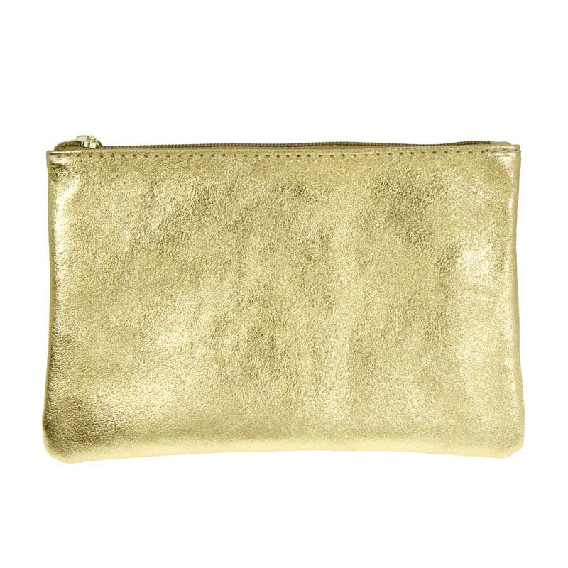Les Cleias Pochette in Pelle Iridescente con Zip – Rosa