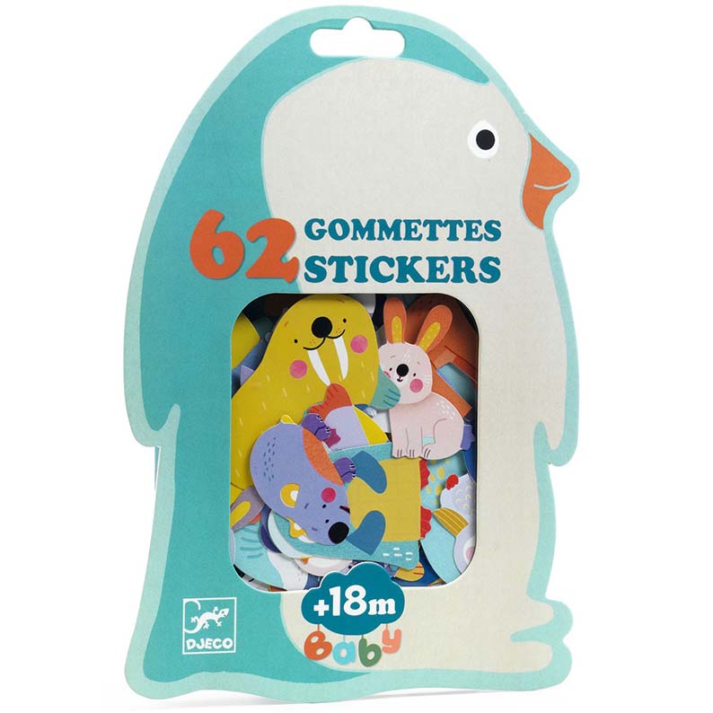 Stickers riposizionabili Djeco animali del ghiaccio per bambini 18 mesi
