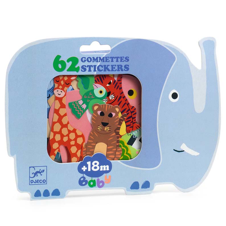 Stickers riposizionabili Djeco animali della savana per bambini da 18 mesi