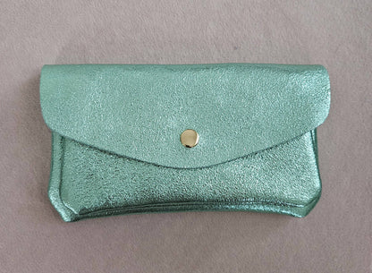 Kangaroo double pocket leather wallet: Light pink