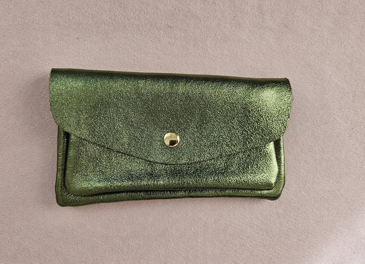 Kangaroo double pocket leather wallet: Nude