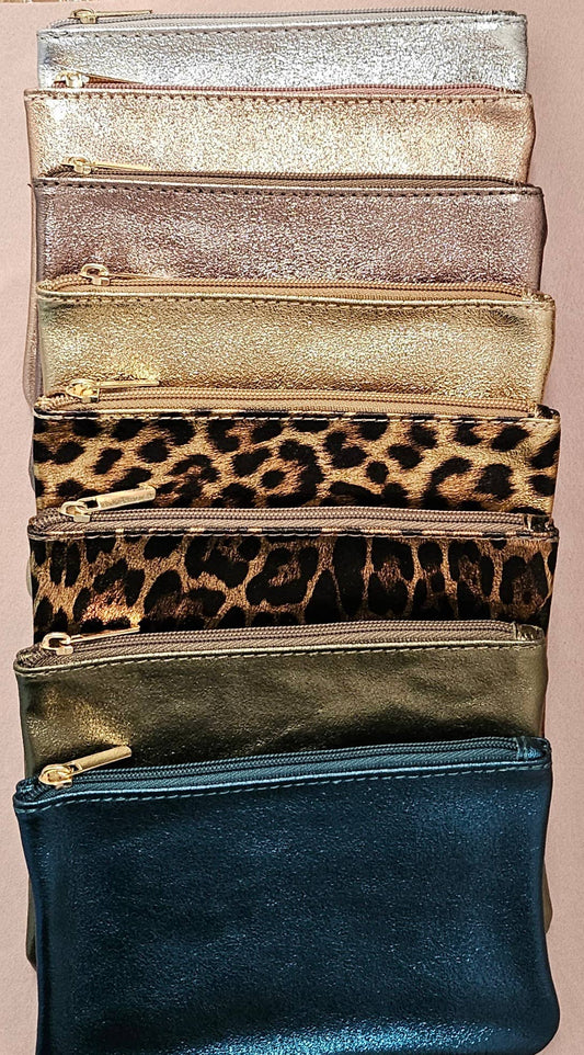Leather pouch with zip: Duck Blue