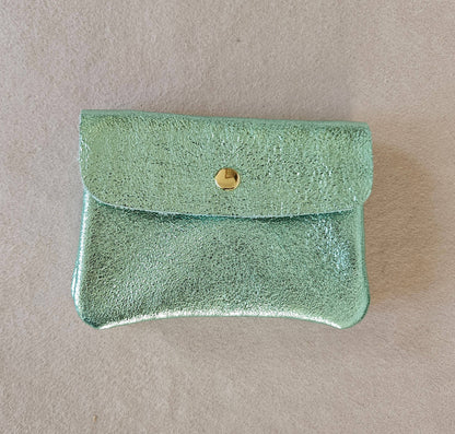 Metallic leather Kangoo wallet: Turquoise