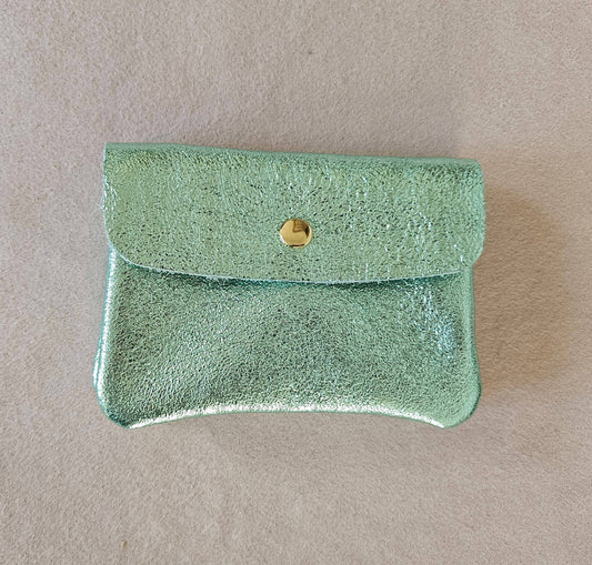 Metallic leather Kangoo wallet: Mint