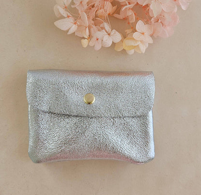 Metallic leather Kangoo wallet: Turquoise