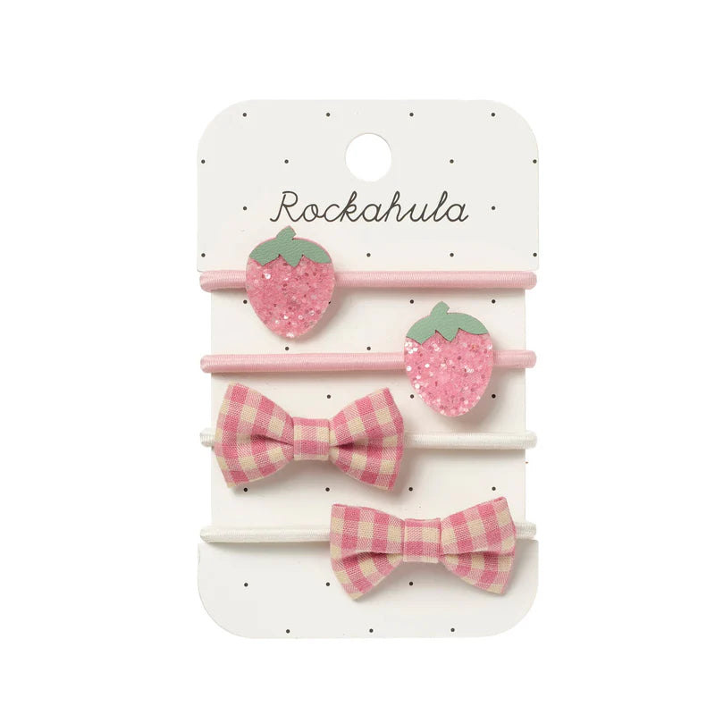 Elastici per capelli bambina Rockahula Strawberry Fields con fragoline glitter rosa